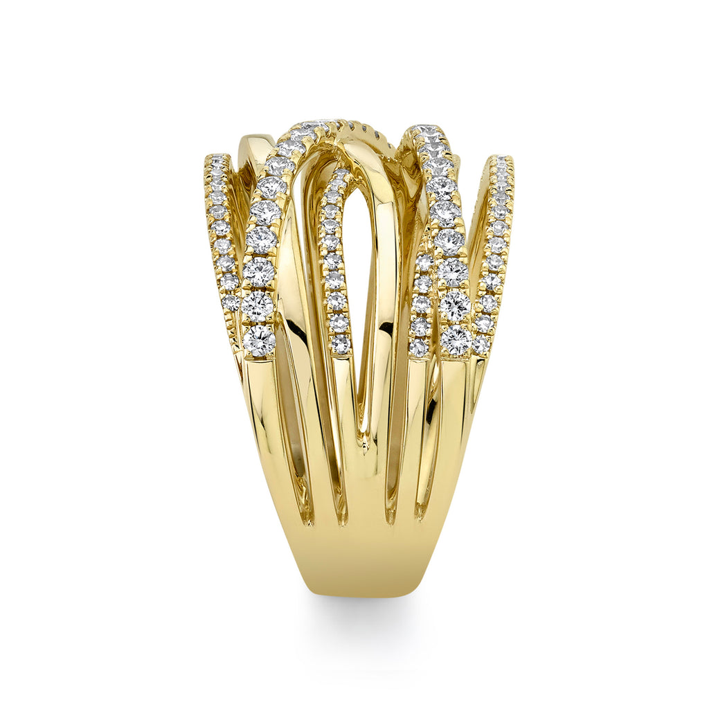 Diamond Bridge Cigar Ring 14k Yellow Gold (0.62ct)