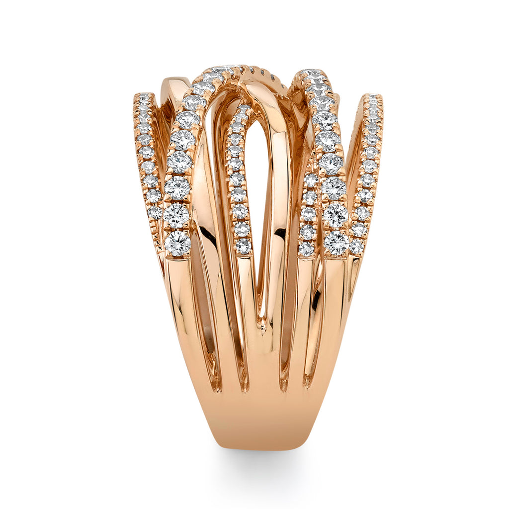 Diamond Bridge Cigar Ring 14k Rose Gold (0.62ct)