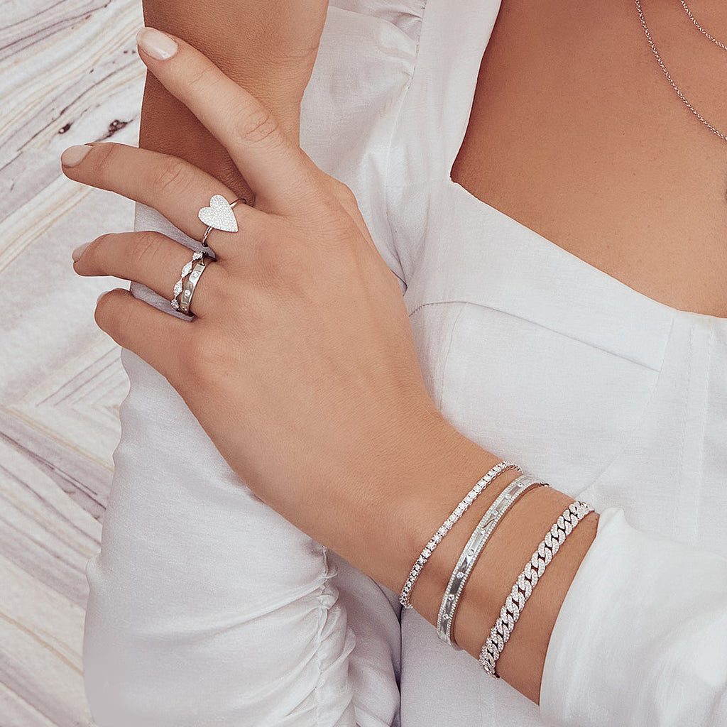 Diamond Cluster Eternity Band 14k White Gold (0.38ct)