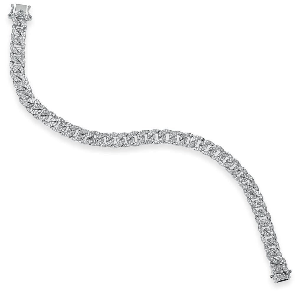 Diamond Pave Cuban Link Bracelet 14k White Gold (1.69ct)