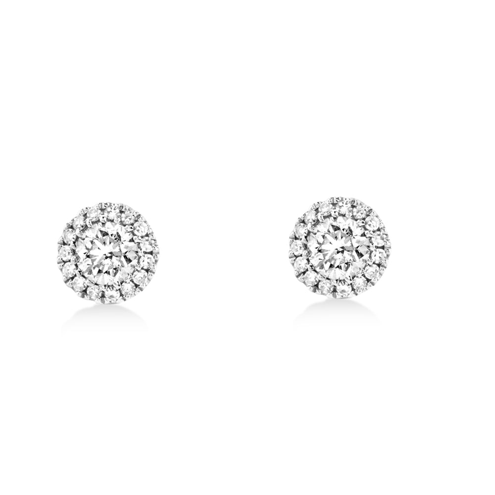 Diamond Halo Style Stud Earrings in 14k White Gold (0.48ct)
