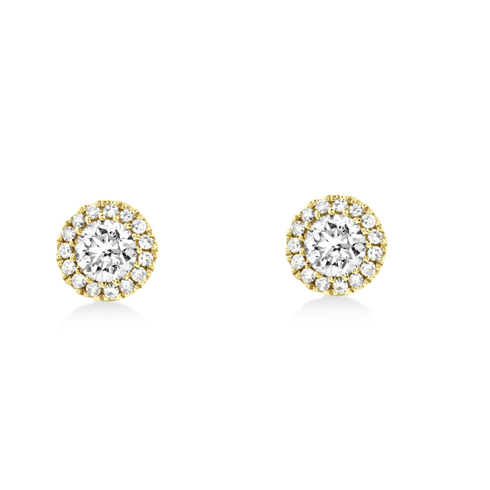 Diamond Halo Style Stud Earrings in 14k Yellow Gold (0.48ct)