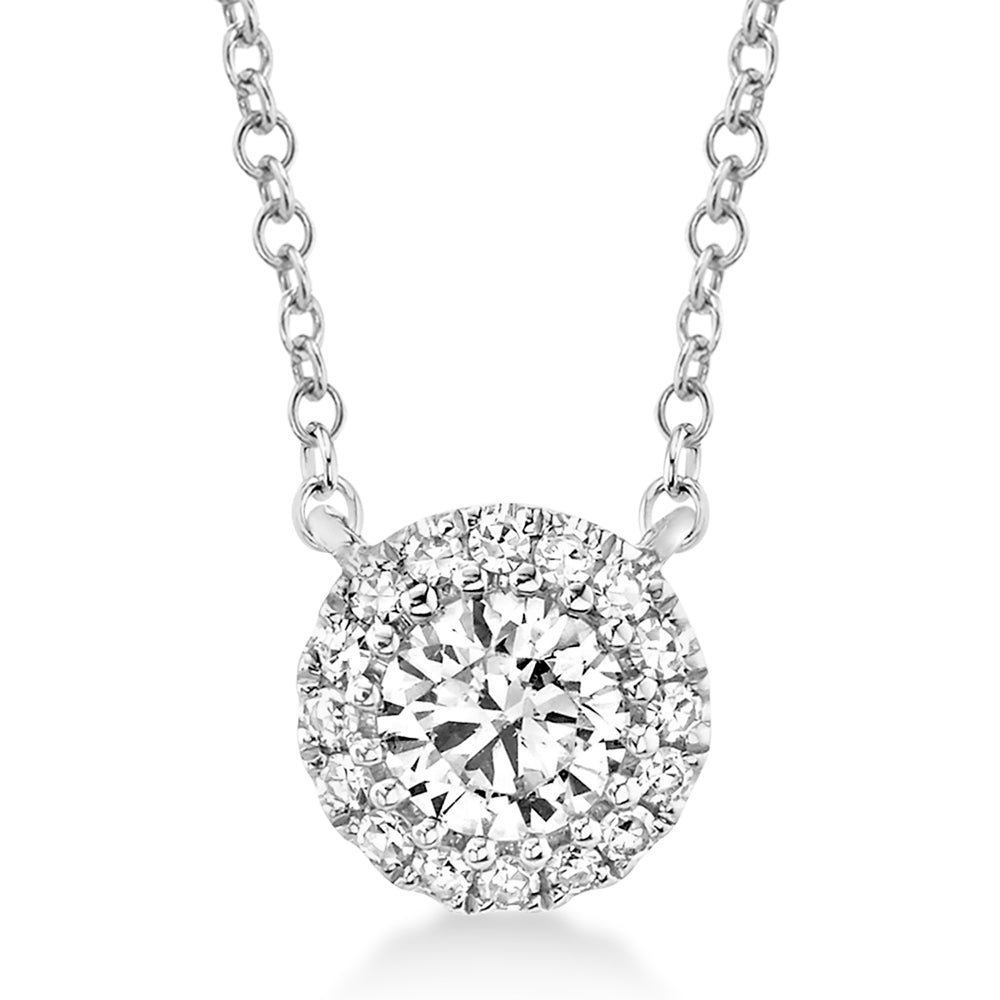 Diamond Halo Pendant Necklace 14k White Gold (0.25ct)