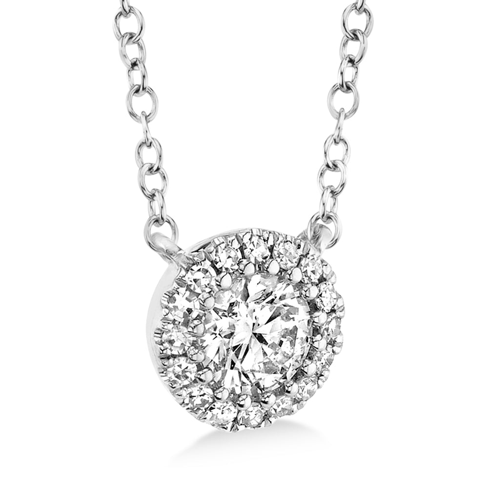 Diamond Halo Pendant Necklace 14k White Gold (0.25ct)