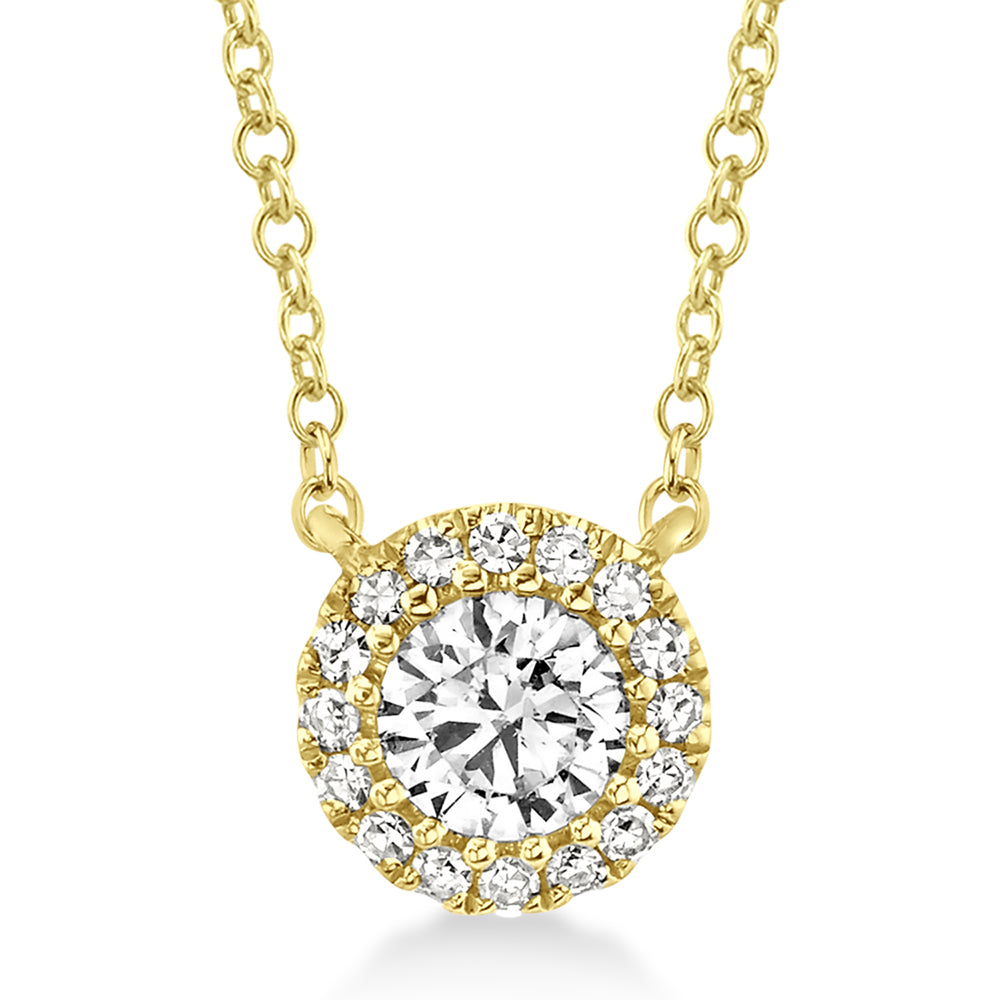 Diamond Halo Pendant Necklace 14k Yellow Gold (0.25ct)
