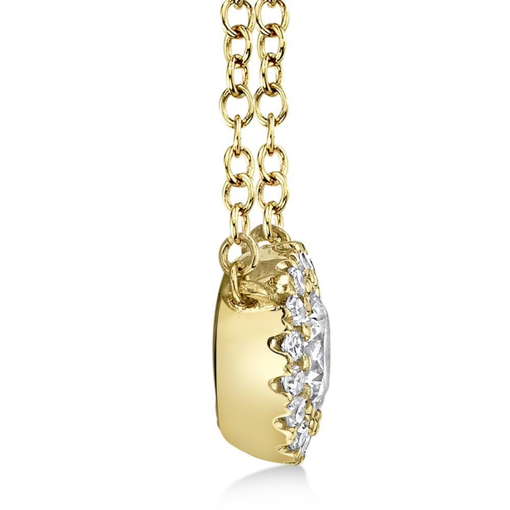 Diamond Halo Pendant Necklace 14k Yellow Gold (0.25ct)