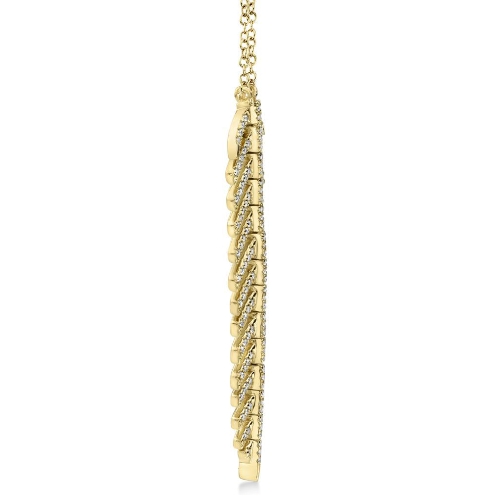 Diamond Pave Feather Pendant Necklace 14k Yellow Gold (0.29ct)