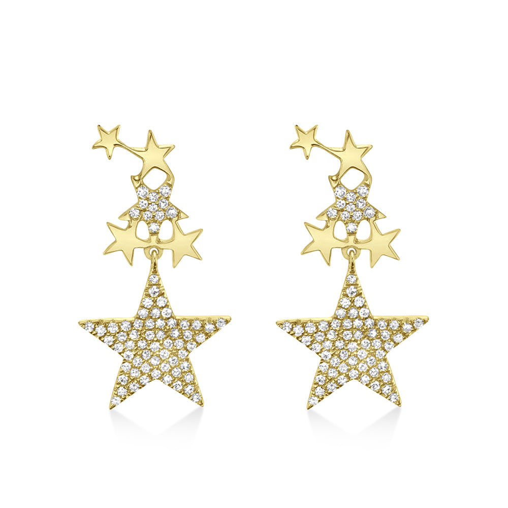 Diamond Star Drop Earrings 14k Yellow Gold (0.35ct)