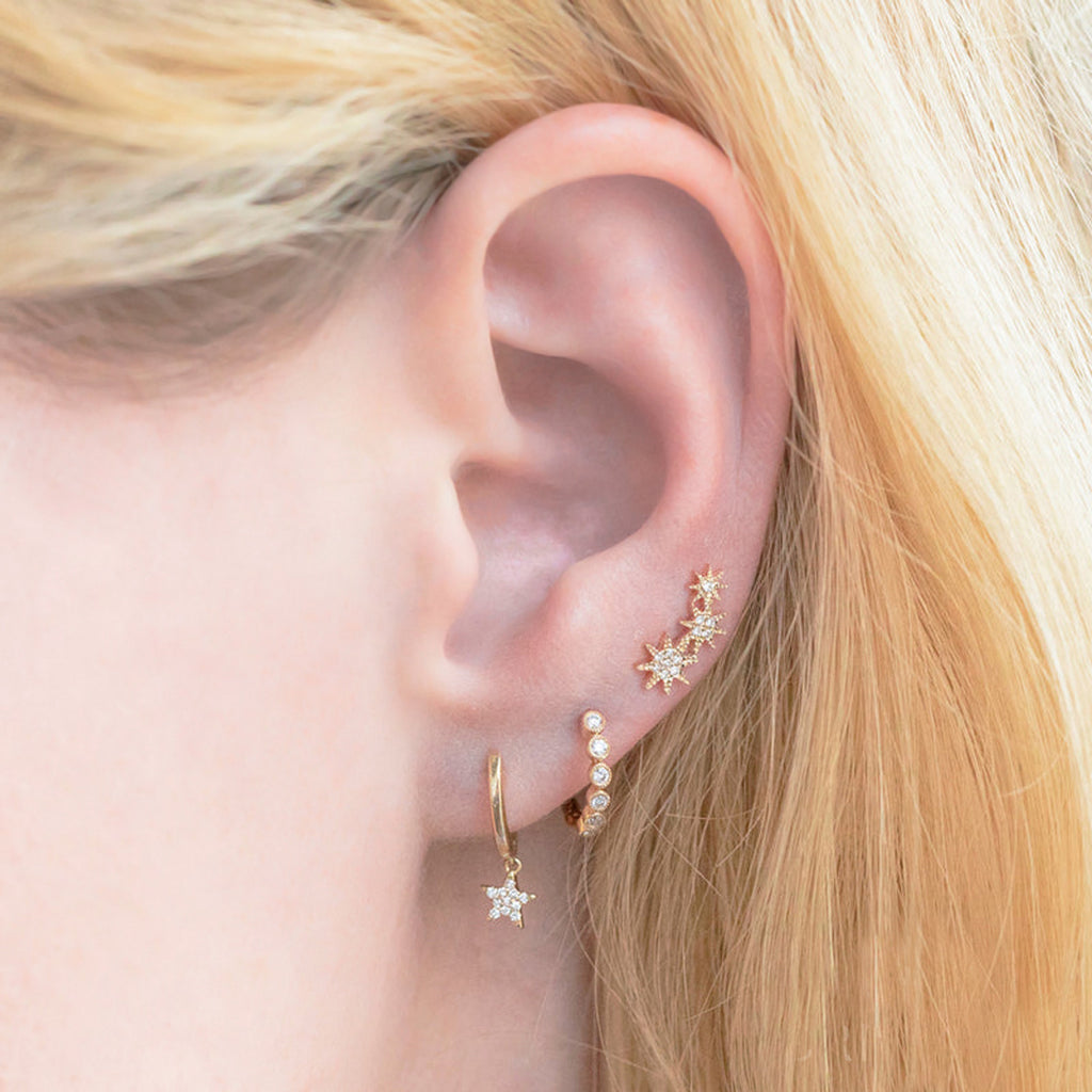 Diamond Triple Starburst Stud Earrings 14k Yellow Gold (0.06ct)