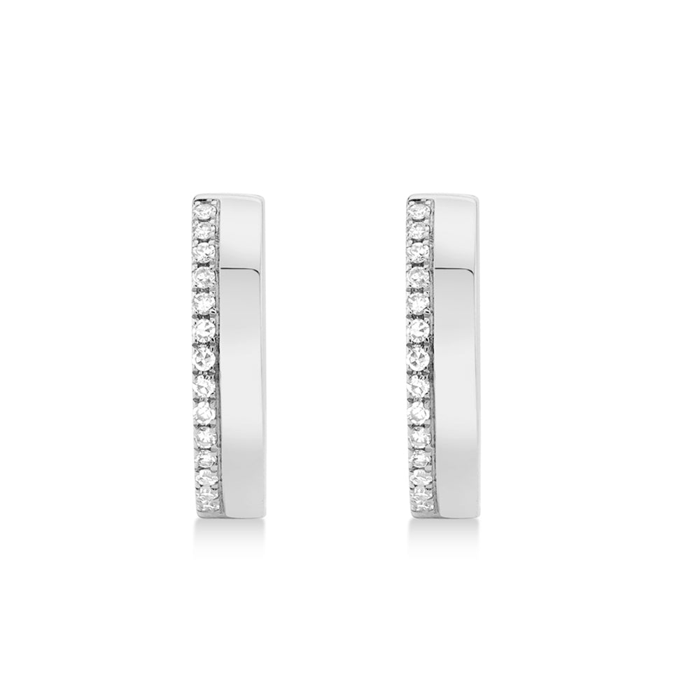 Diamond Accented Huggie Earrings 14k White Gold (0.08ct)