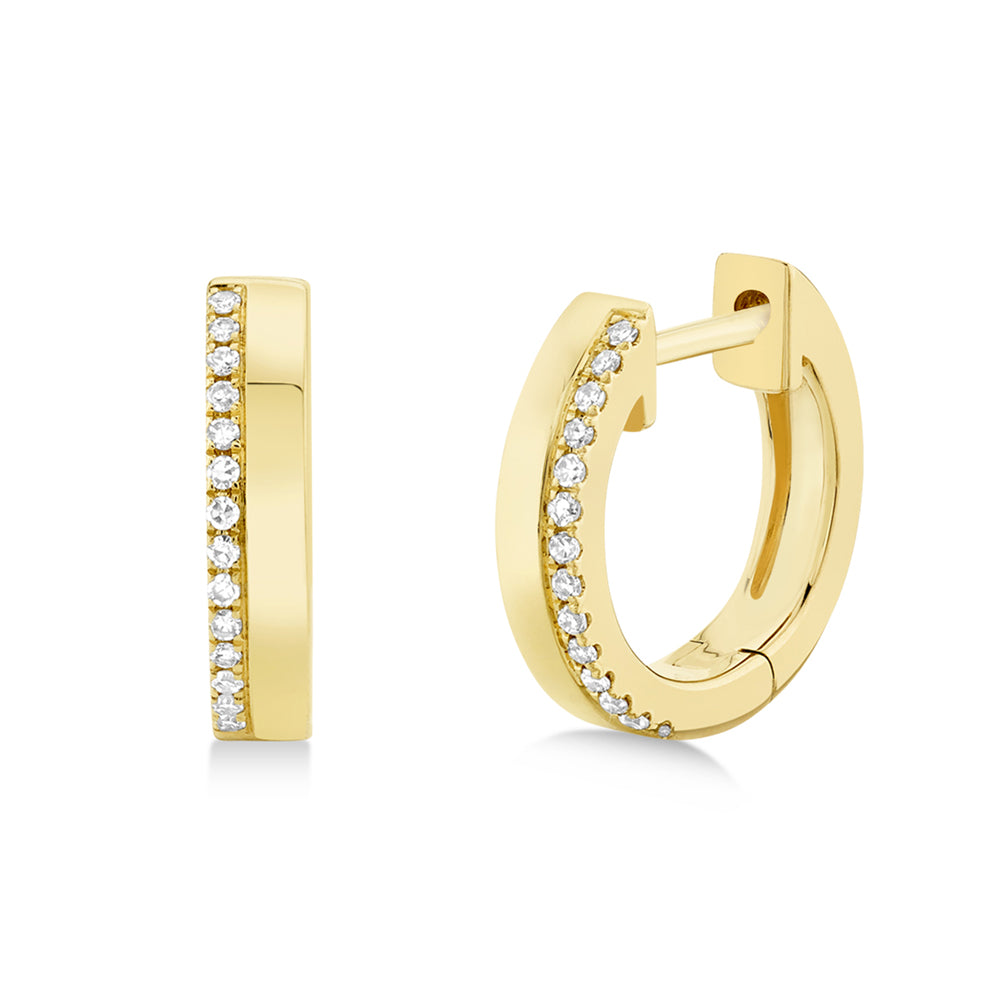 Diamond Accented Huggie Earrings 14k Yellow Gold (0.08ct)