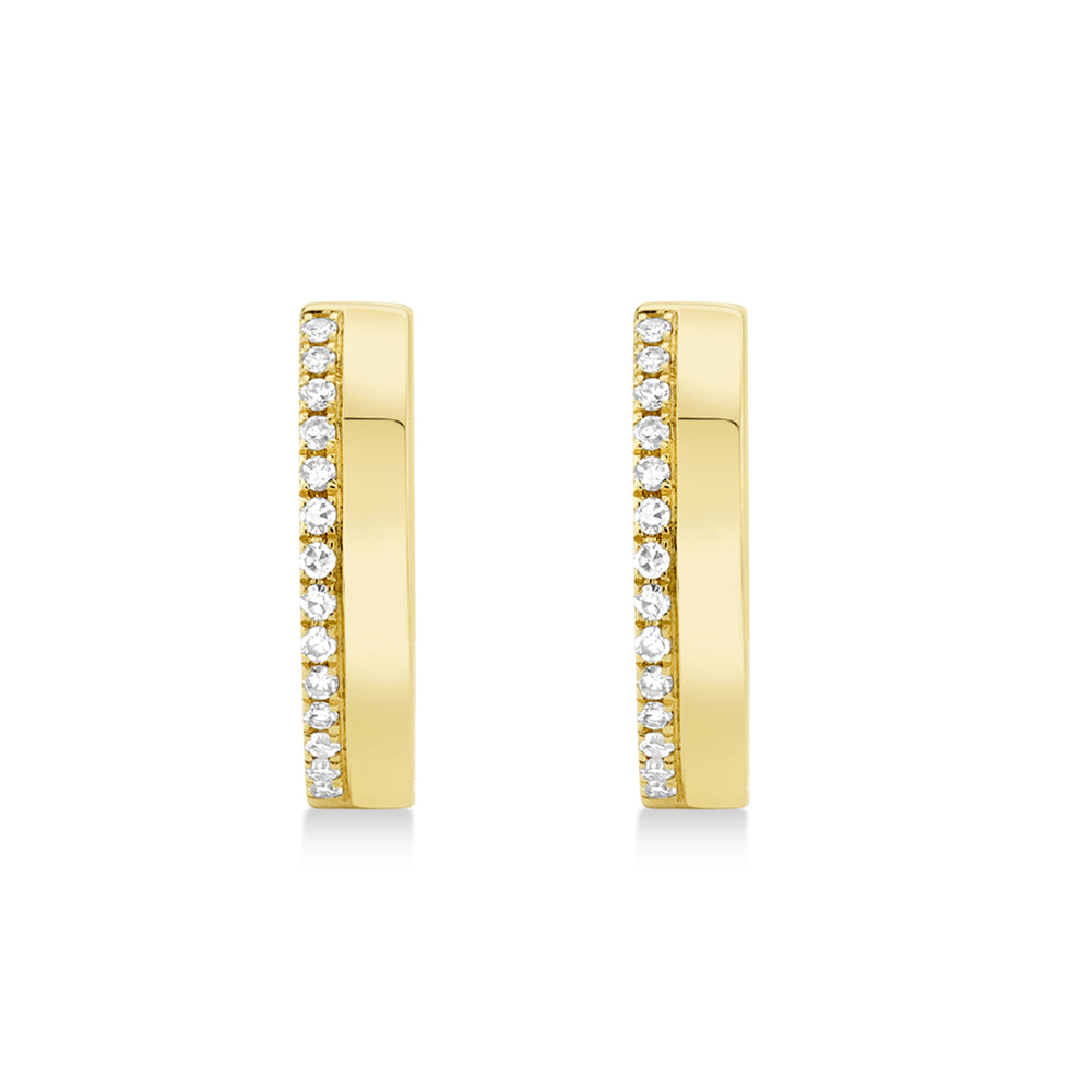 Diamond Accented Huggie Earrings 14k Yellow Gold (0.08ct)