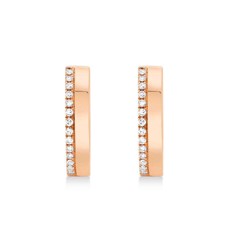 Diamond Accented Huggie Earrings 14k Rose Gold (0.08ct)