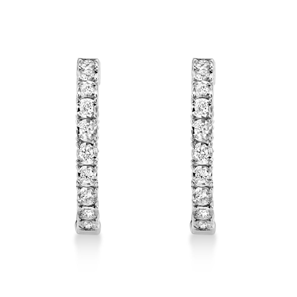 Diamond Inside Out Hoop Earrings 14k White Gold (1.06ct)
