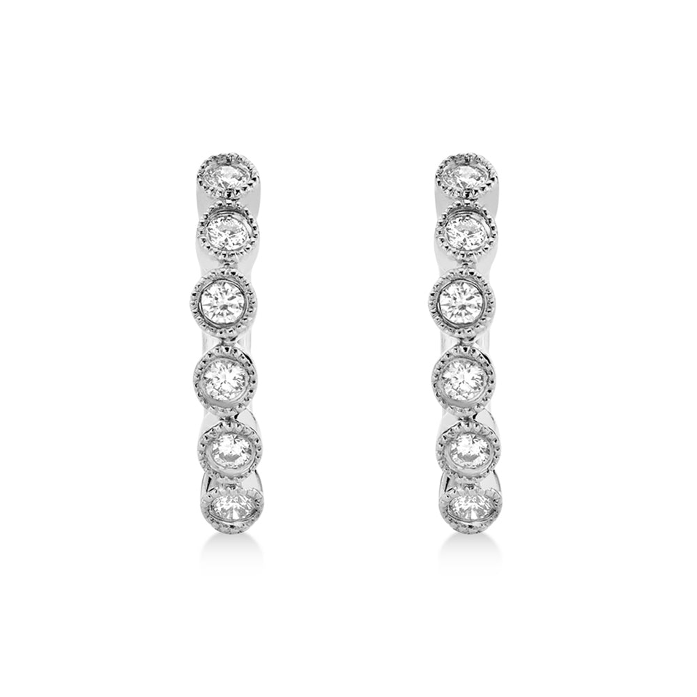 Diamond Bezel Huggie Earrings 14k White Gold (0.11ct)