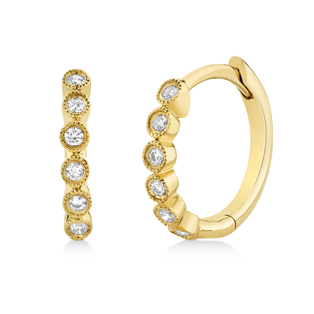 Diamond Bezel Huggie Earrings 14k Yellow Gold (0.11ct)