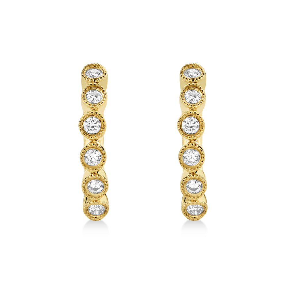 Diamond Bezel Huggie Earrings 14k Yellow Gold (0.11ct)