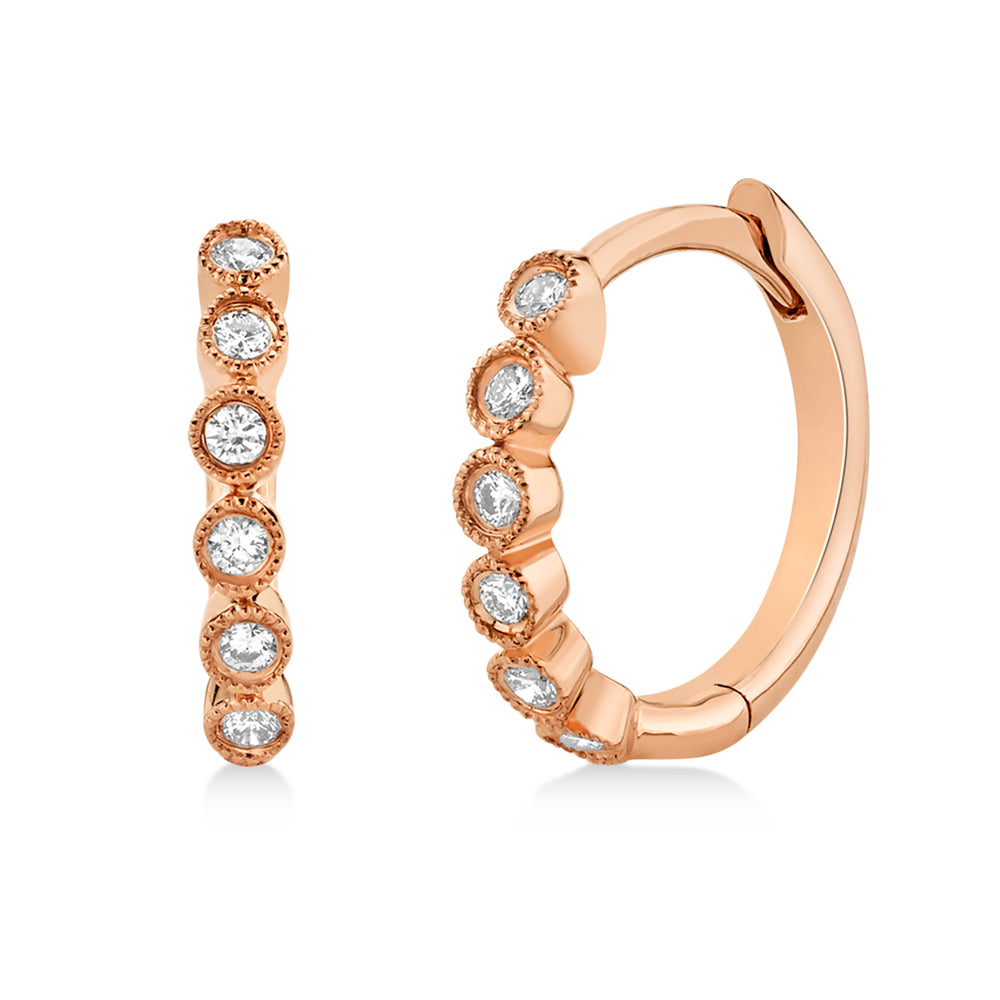 Diamond Bezel Huggie Earrings 14k Rose Gold (0.11ct)