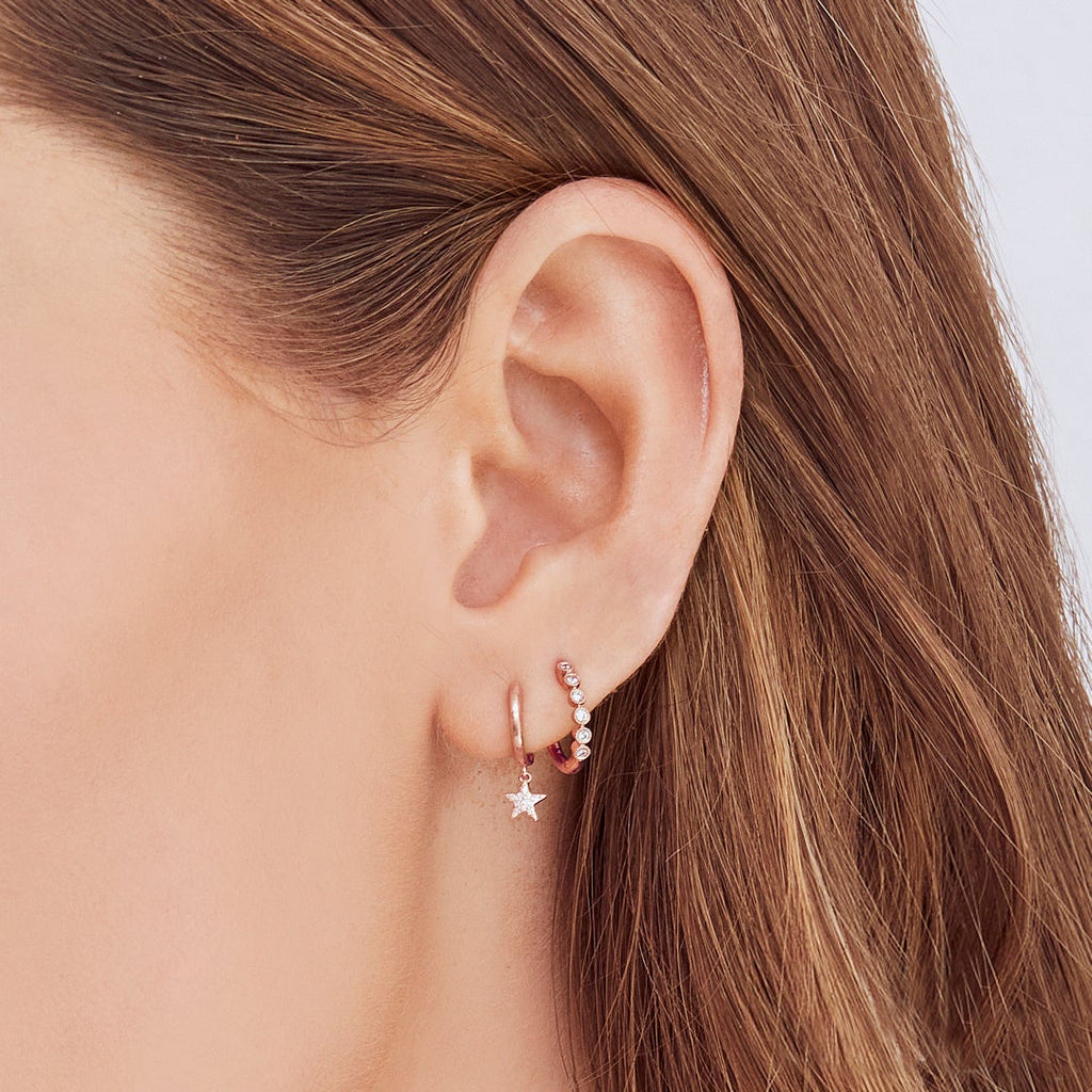 Diamond Bezel Huggie Earrings 14k Rose Gold (0.11ct)
