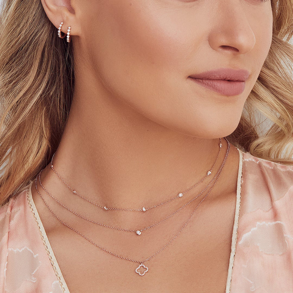 Diamond Bezel Huggie Earrings 14k Rose Gold (0.11ct)