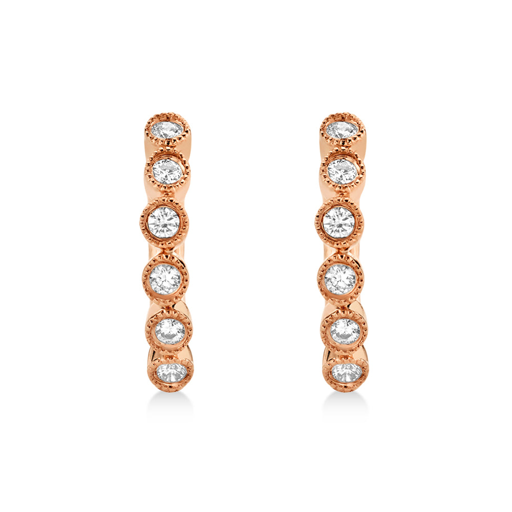 Diamond Bezel Huggie Earrings 14k Rose Gold (0.11ct)