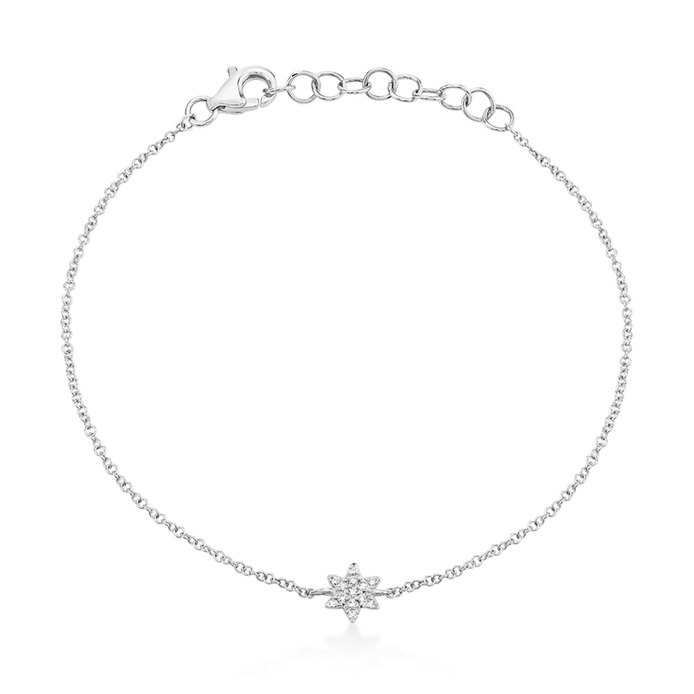 Diamond Star of David Link Bracelet 14k White Gold (0.03ct)