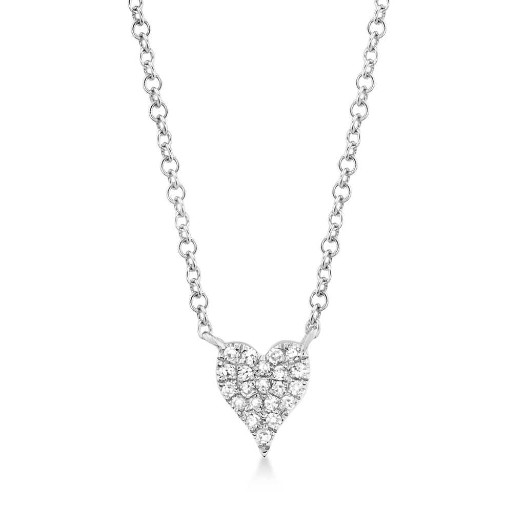 Diamond Pave Heart Necklace 14k White Gold (0.05ct)