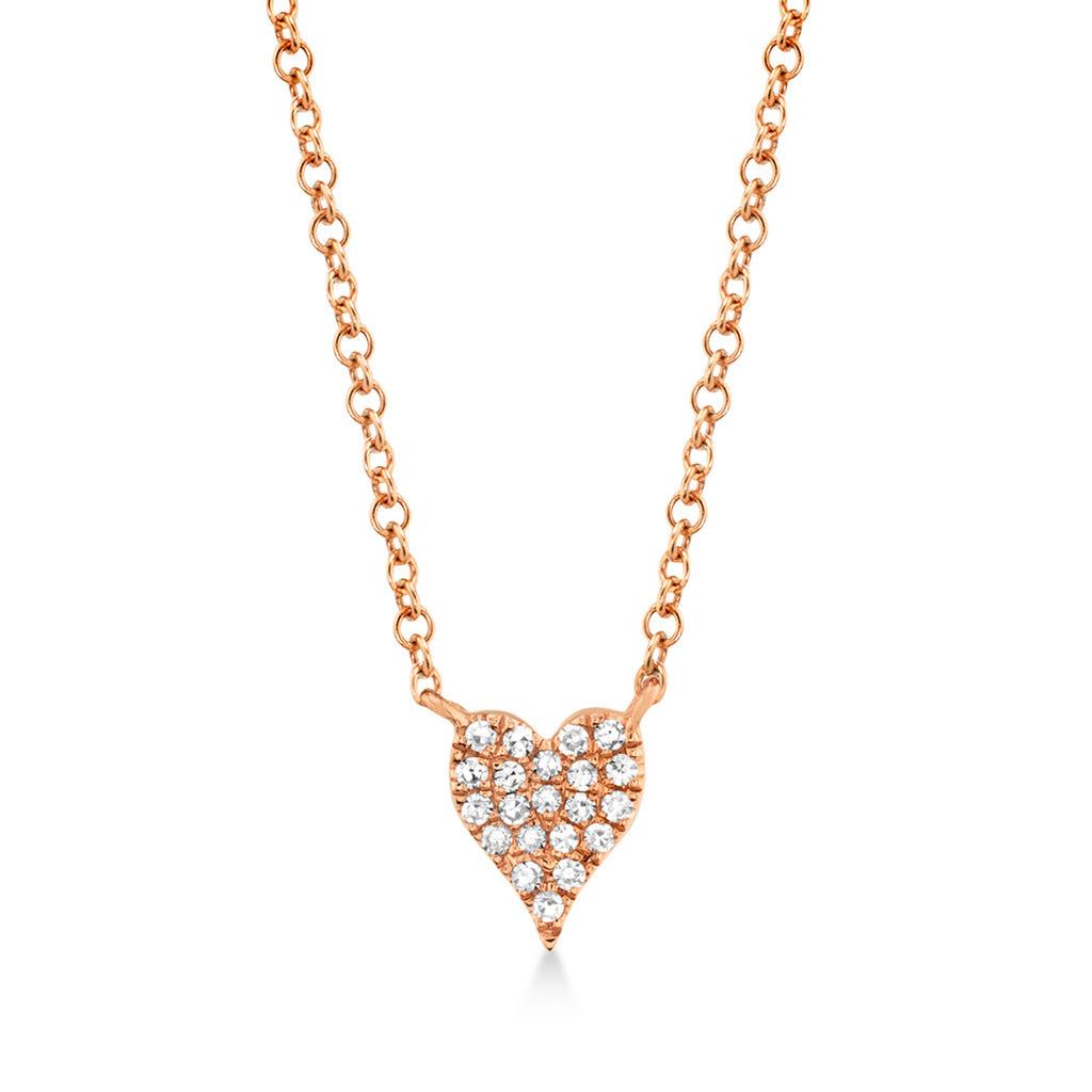 Diamond Pave Heart Necklace 14k Rose Gold (0.05ct)