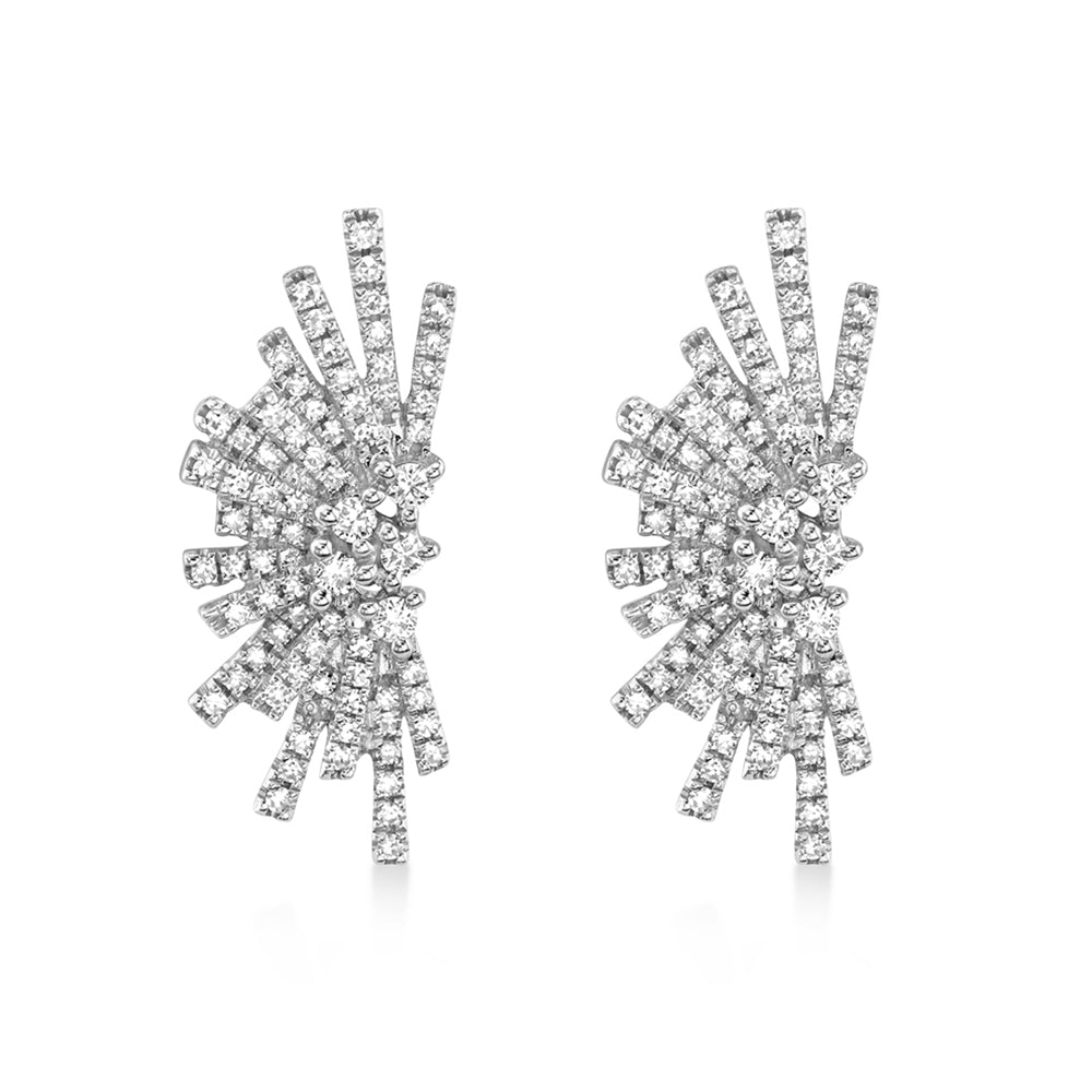Diamond Abstract Statement Earrings 14k White Gold (0.39ct)