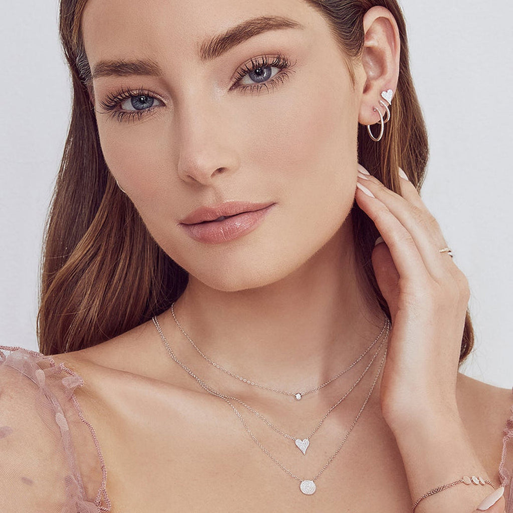 Diamond Pave Heart Pendant Necklace 14k White Gold (0.11ct)