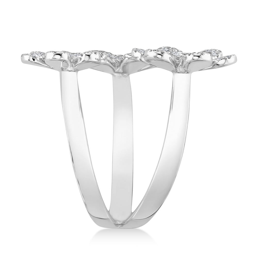 Diamond Pave Triple Flower Ring 14k White Gold (0.62ct)