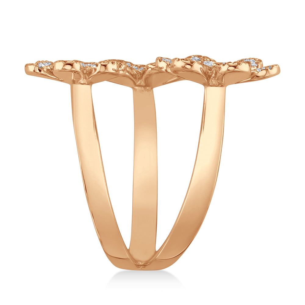 Diamond Pave Triple Flower Ring 14k Rose Gold (0.62ct)