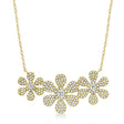 Diamond Triple Flower Halo Pendant Necklace 14k Yellow Gold (0.62ct)