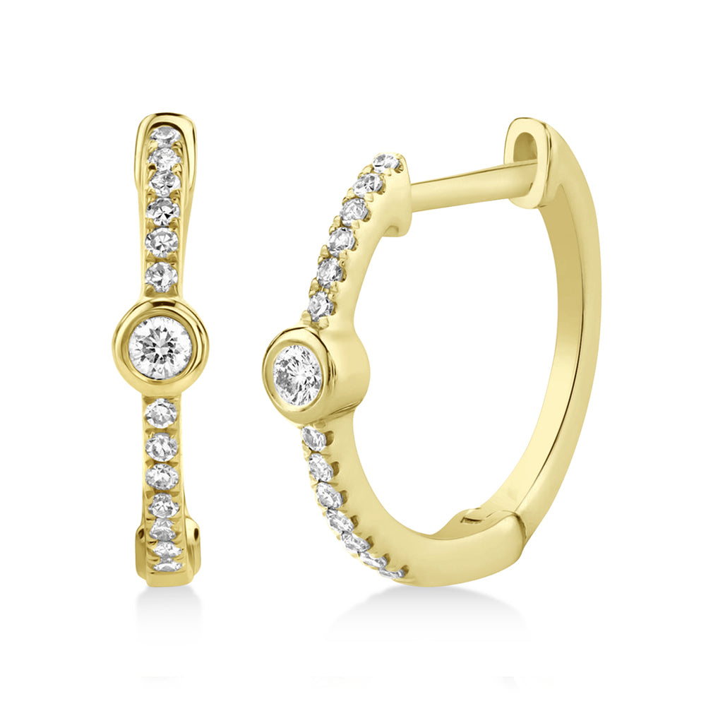 Diamond Bezel Huggie Earrings 14k Yellow Gold (0.13ct)