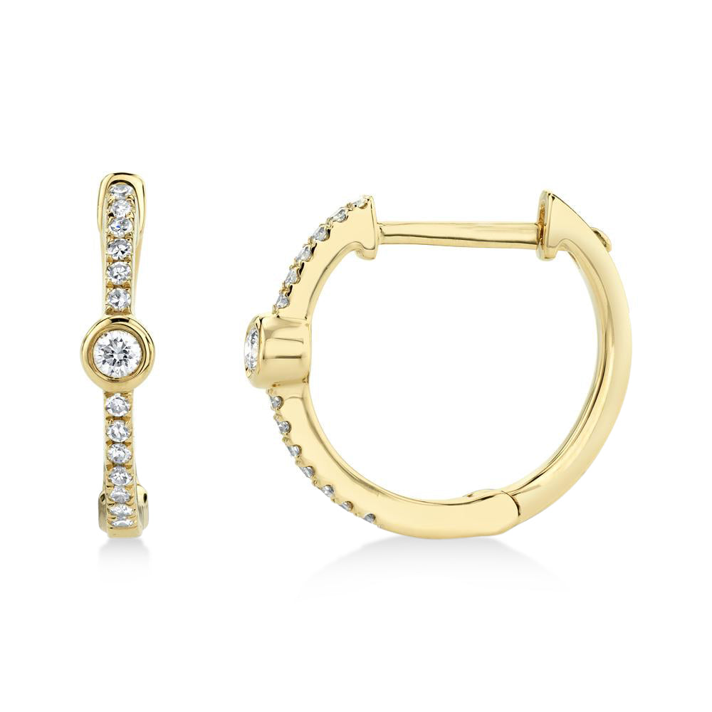 Diamond Bezel Huggie Earrings 14k Yellow Gold (0.13ct)