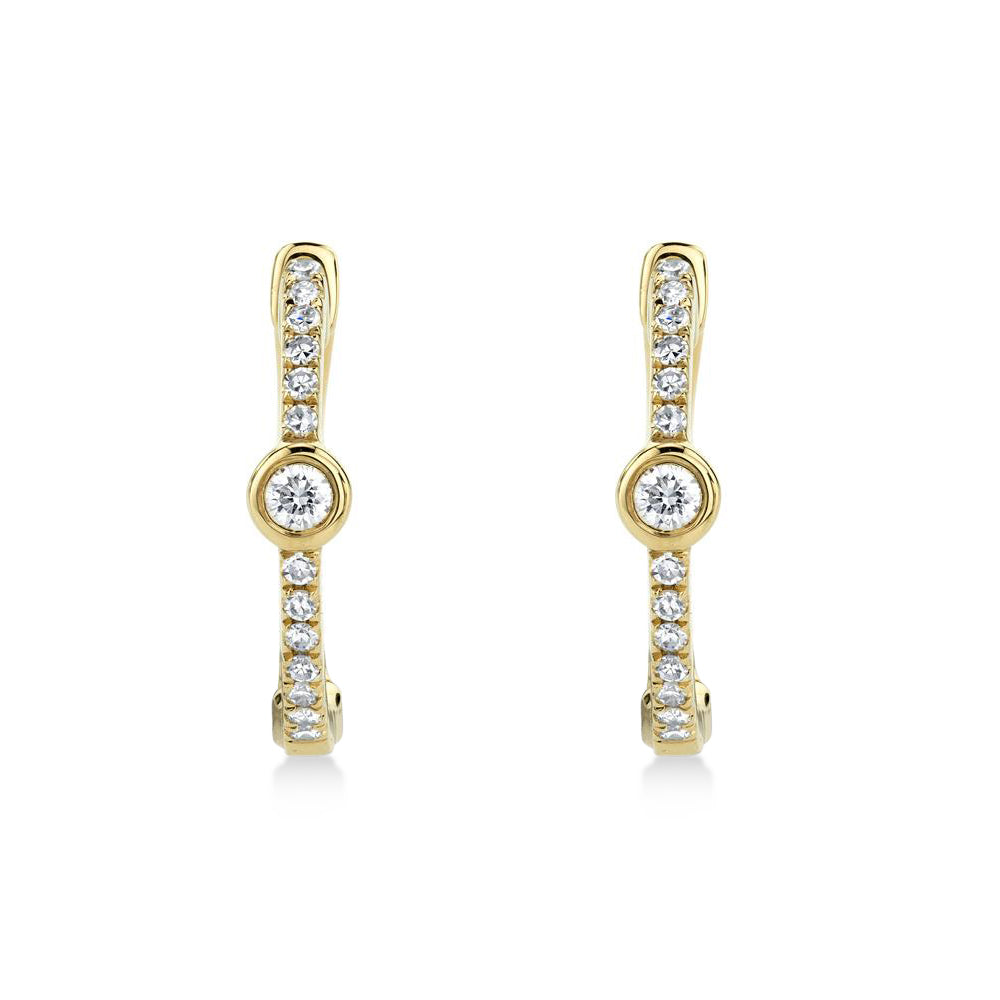Diamond Bezel Huggie Earrings 14k Yellow Gold (0.13ct)