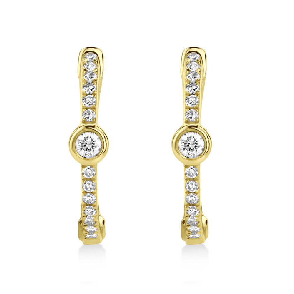 Diamond Bezel Huggie Earrings 14k Yellow Gold (0.13ct)
