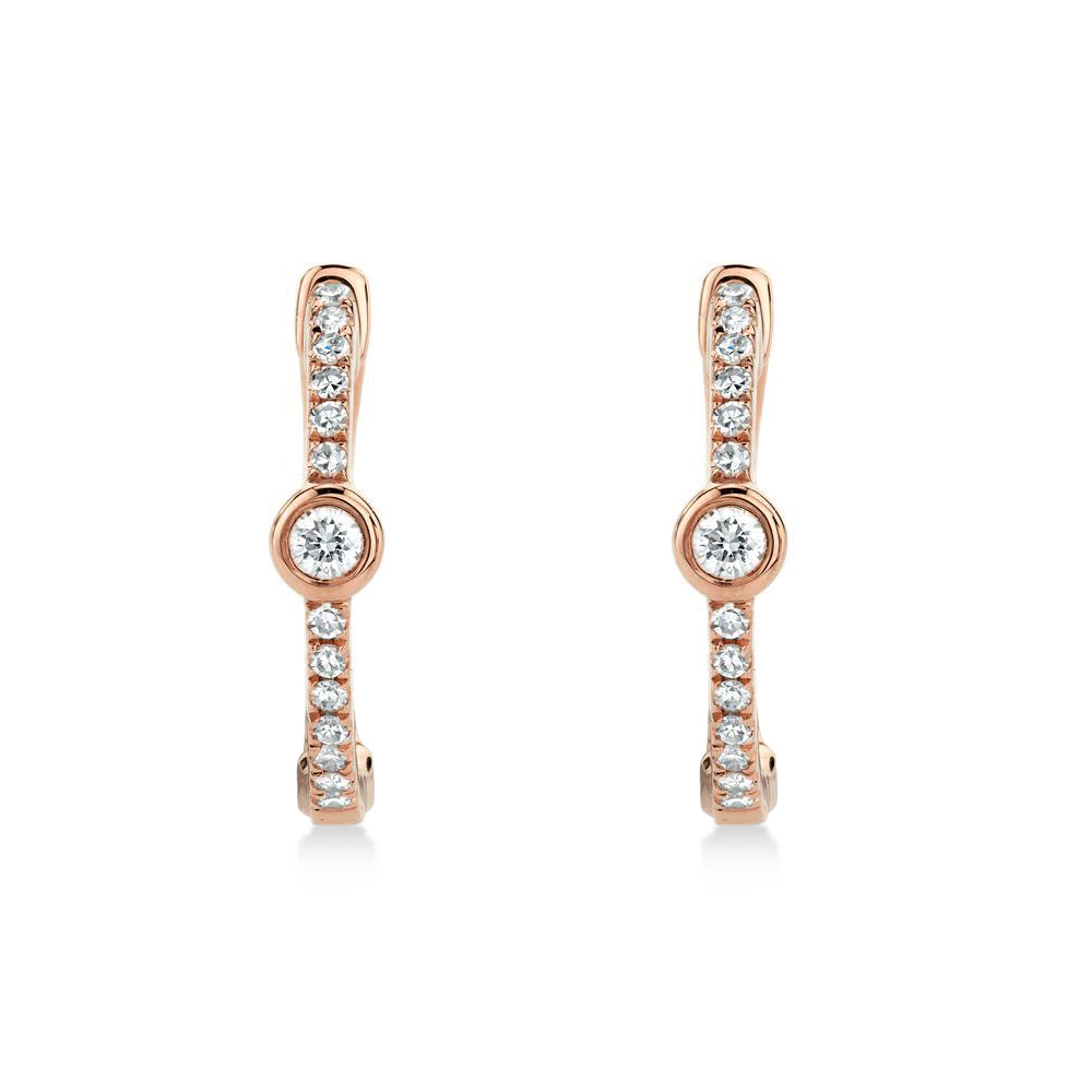 Diamond Bezel Huggie Earrings 14k Rose Gold (0.13ct)