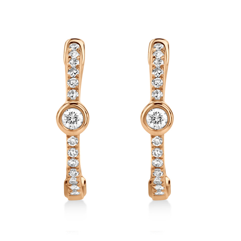 Diamond Bezel Huggie Earrings 14k Rose Gold (0.13ct)