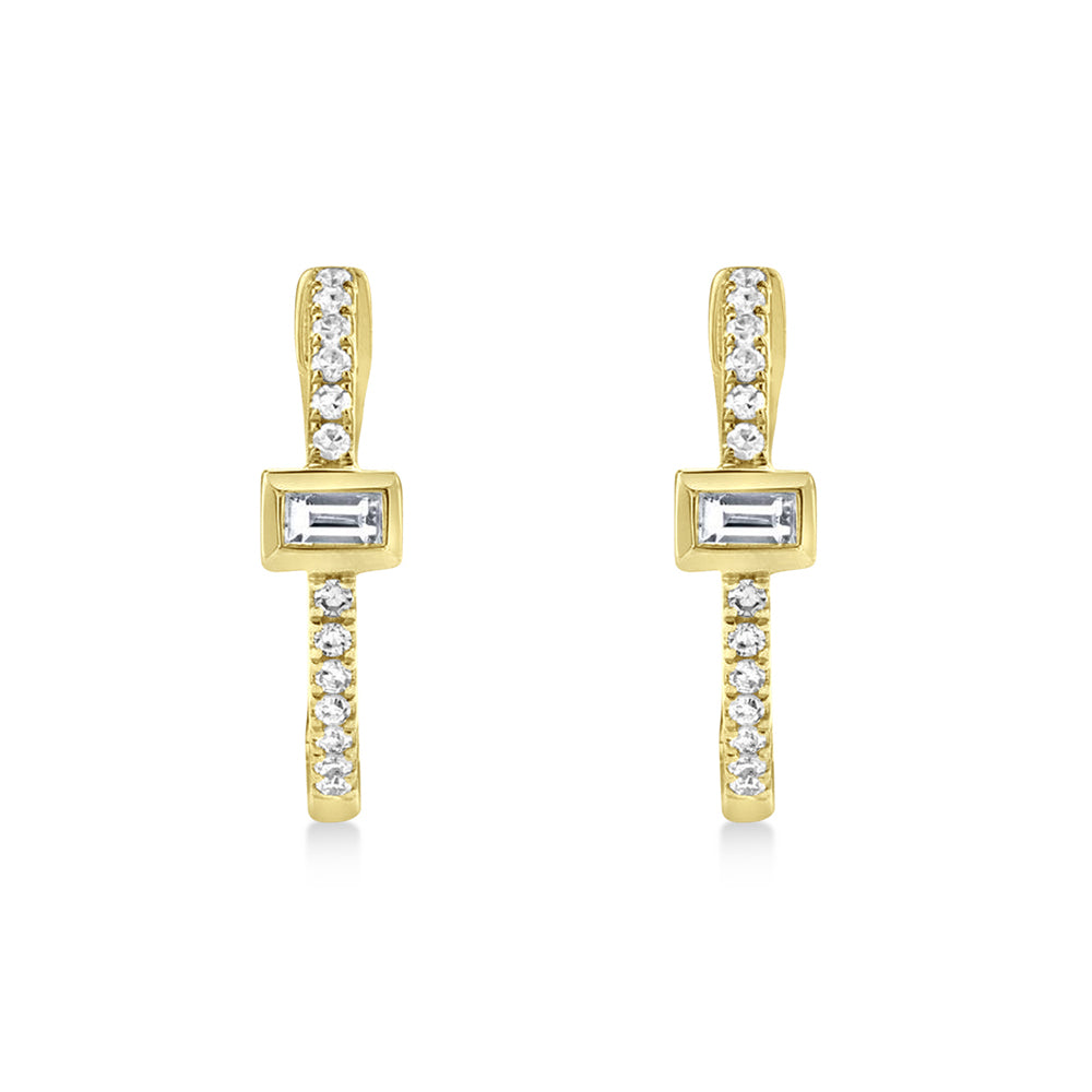 Diamond Baguette Hoop Earrings 14k Yellow Gold (0.12ct)