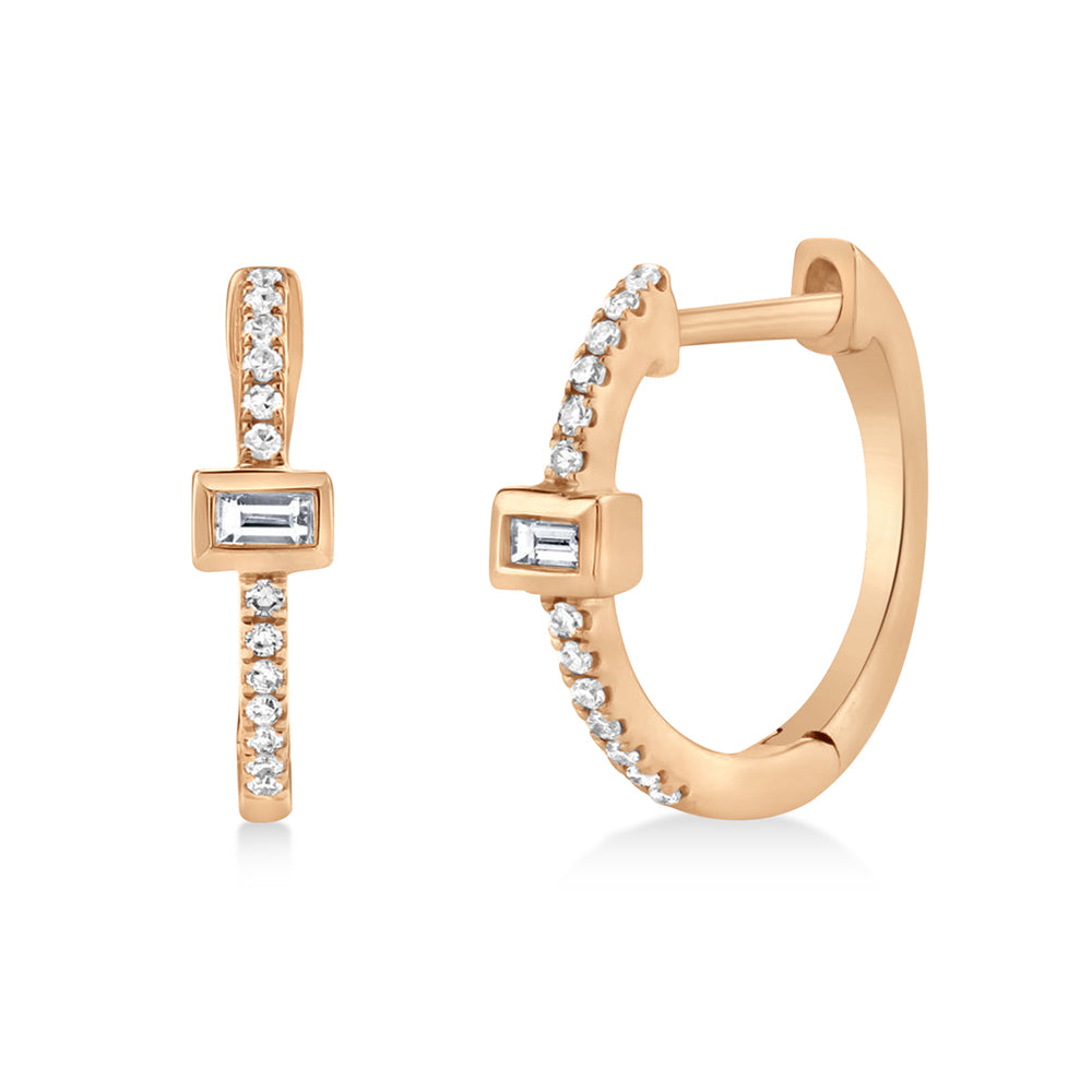 Diamond Baguette Hoop Earrings 14k Rose Gold (0.12ct)