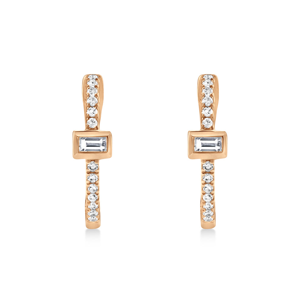Diamond Baguette Hoop Earrings 14k Rose Gold (0.12ct)