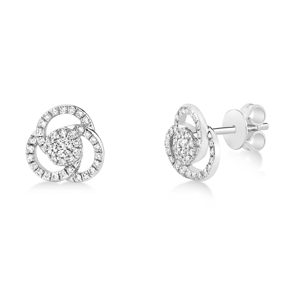 Diamond Love Knot Stud Earrings 14k White Gold (0.32ct)