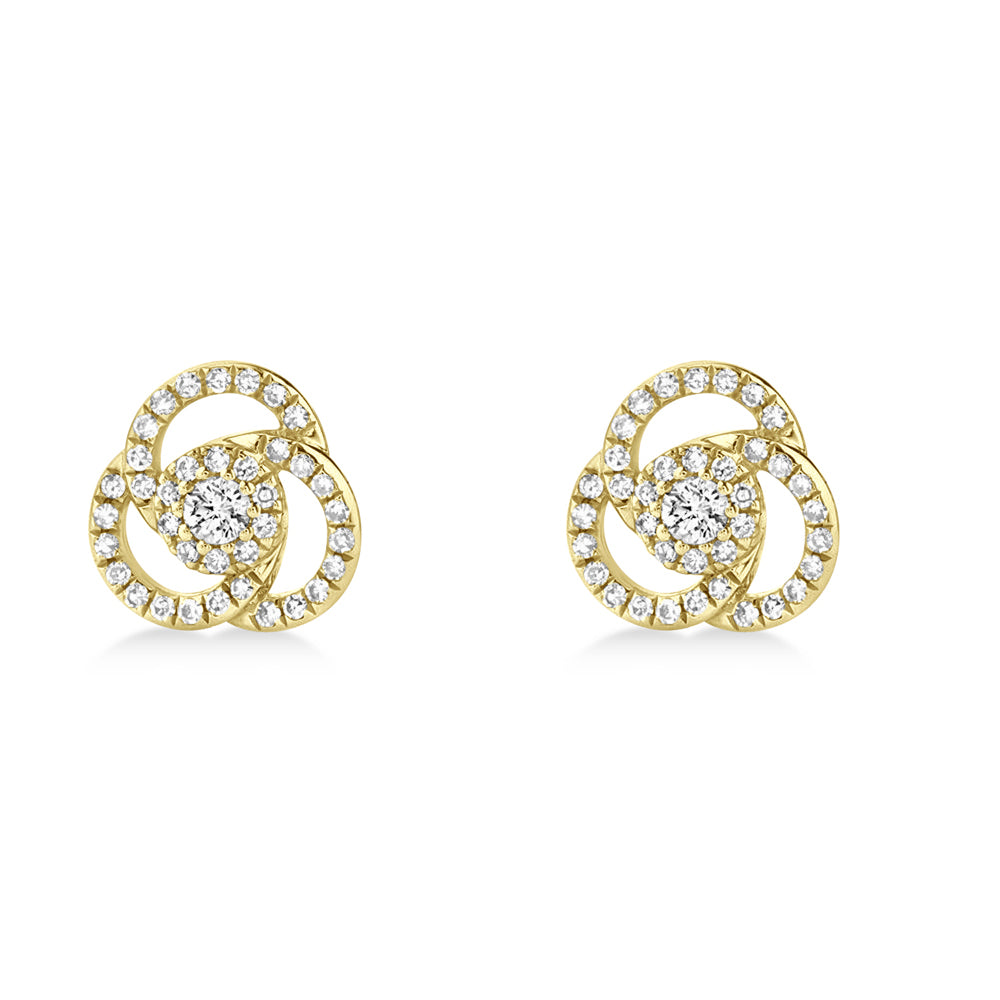 Diamond Love Knot Stud Earrings 14k Yellow Gold (0.32ct)