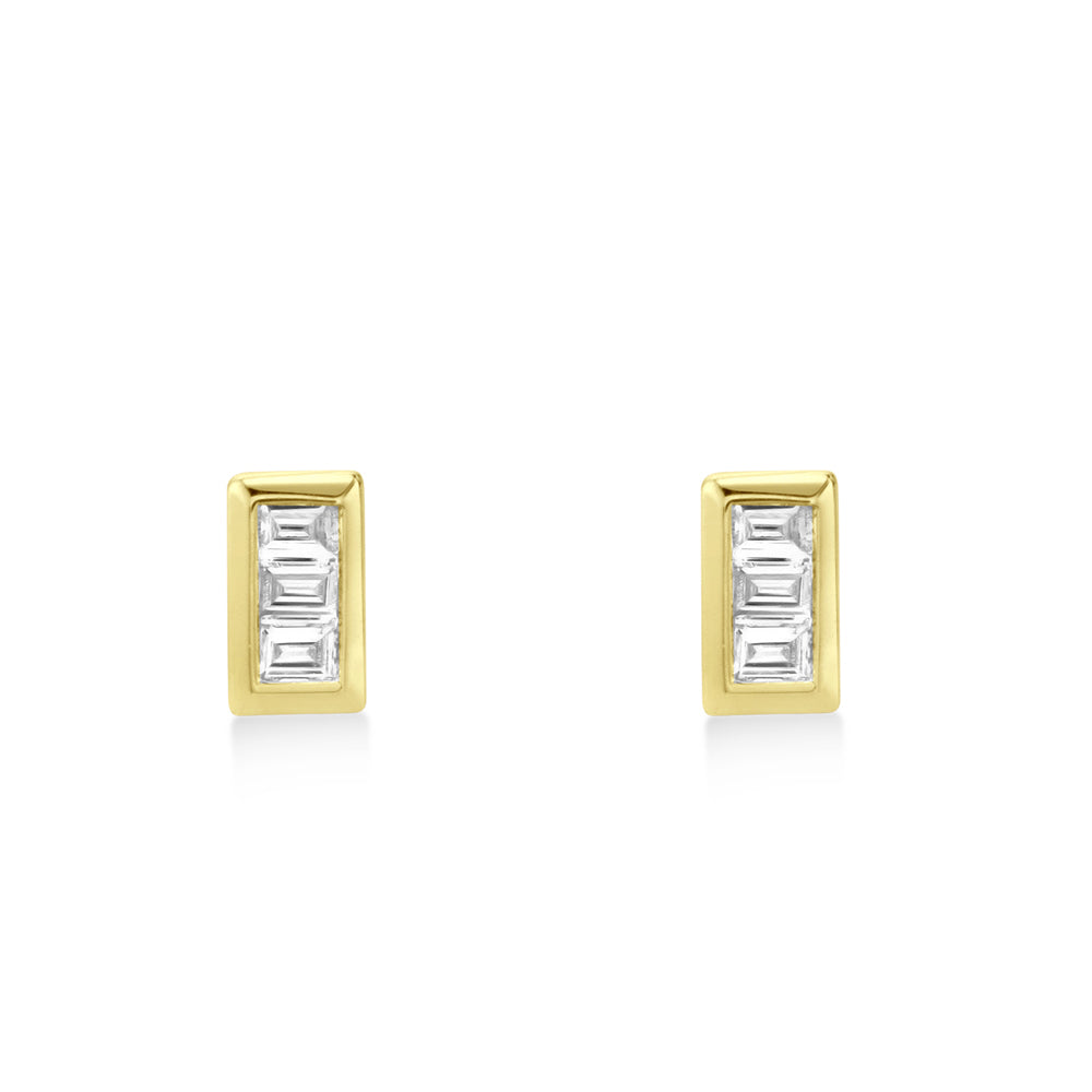 Diamond Baguette Bezel Stud Earrings 14k Yellow Gold (0.15ct)