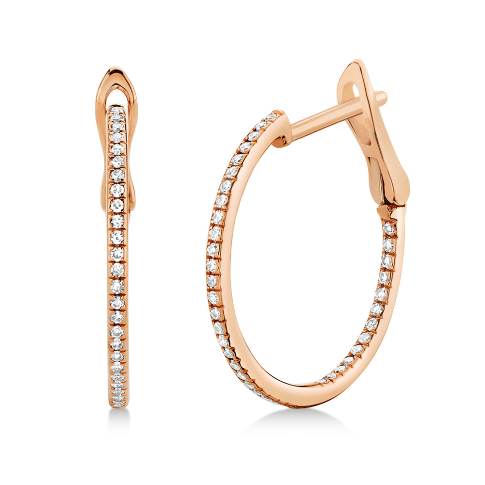 Diamond Mini Hoop Earrings 14k Rose Gold (0.21ct)