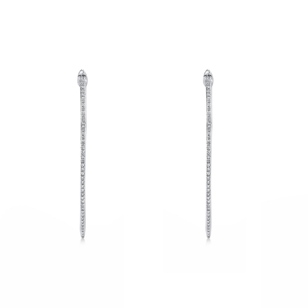 Diamond Inside Out Hoop Earrings 14k White Gold (0.50ct)