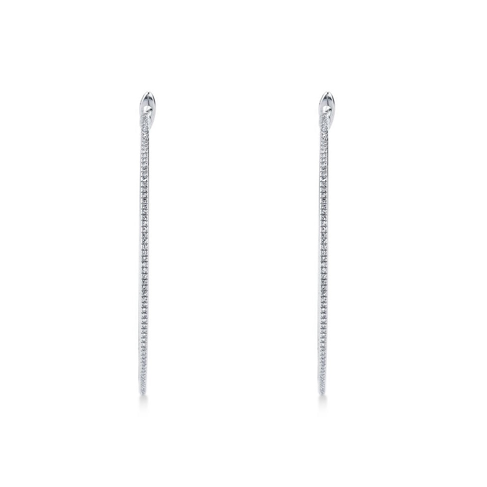Diamond Thin Hoop Earrings 14k White Gold (0.66ct)