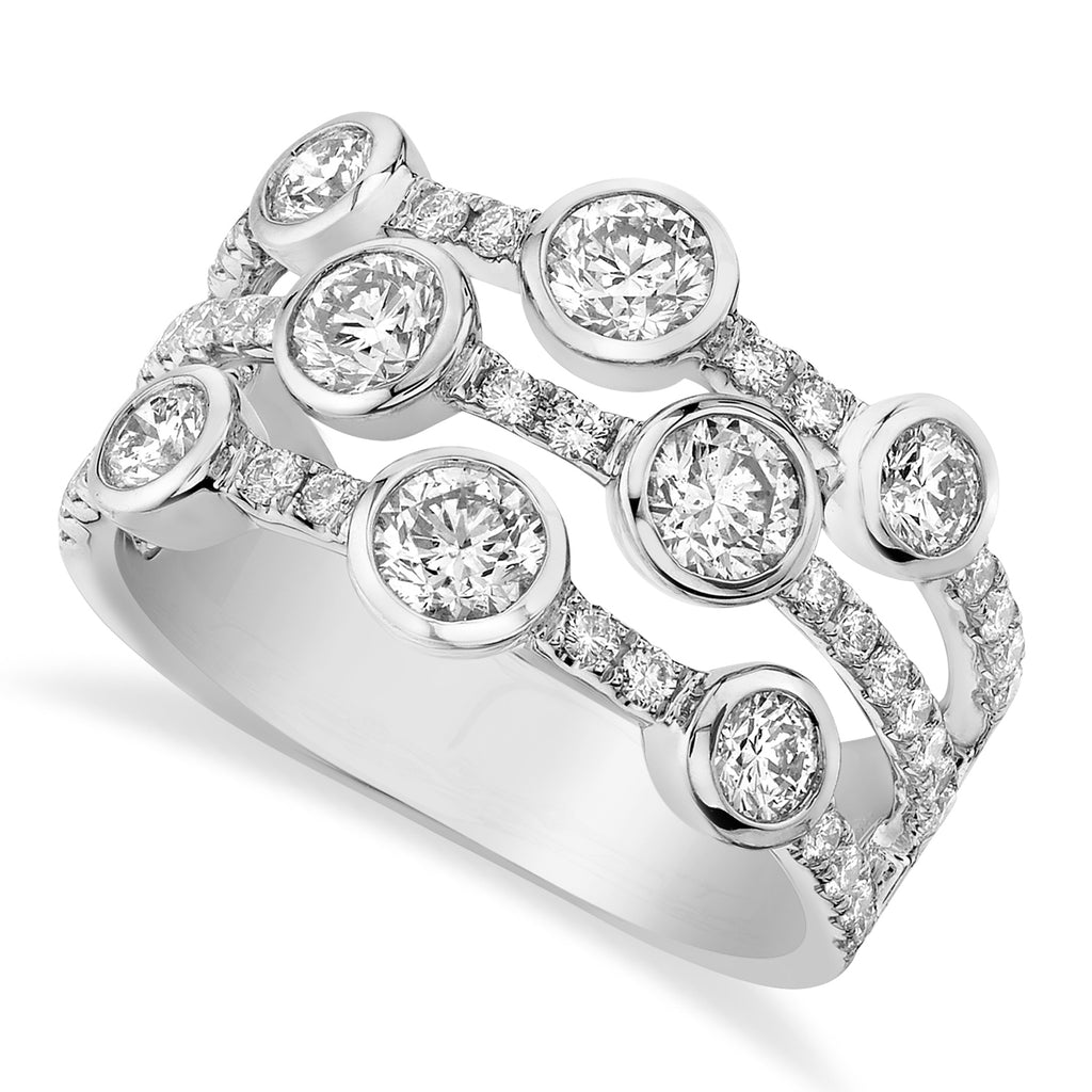 Diamond Bezel & Pave Statement Ring 14k White Gold (1.58ct)