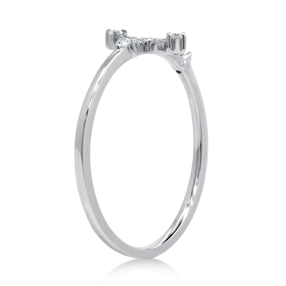 Diamond Accented Horizontal Cross Ring 14k White Gold (0.09ct)